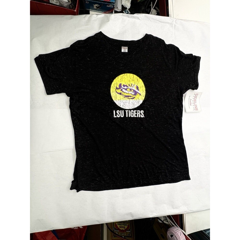 LSU Tigers Shirt Womens XL Sideline Black Slub Burnout Stretch Tee NCAA NWT